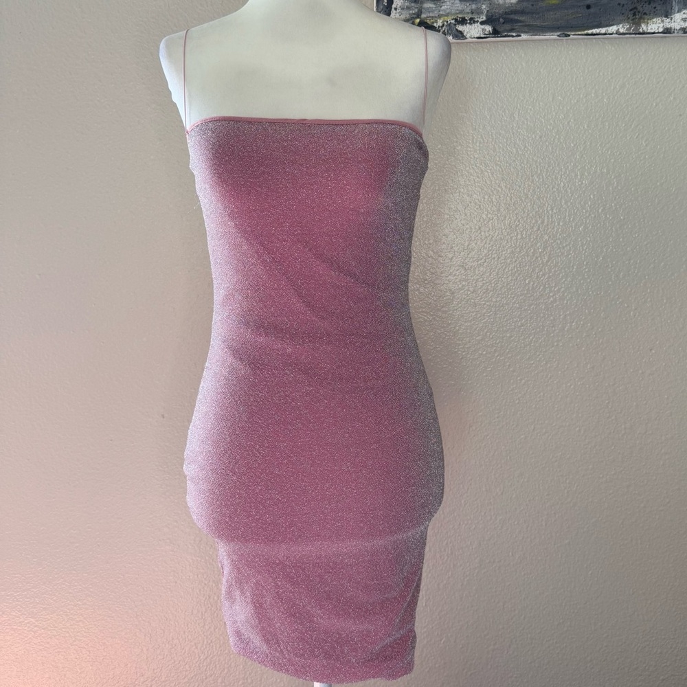 Meshki Light Pink Glitter Mini Dress